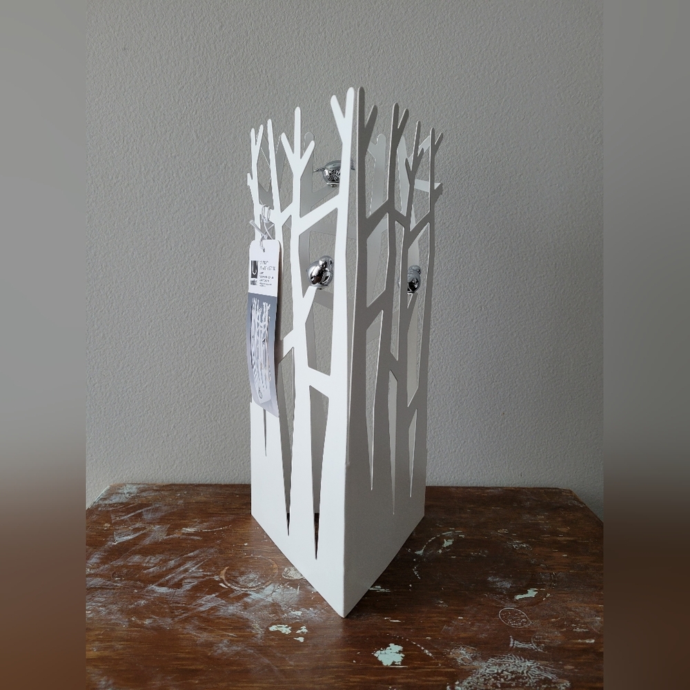 UMBRA NEW white metal tree jewellery holder with chrome birds
